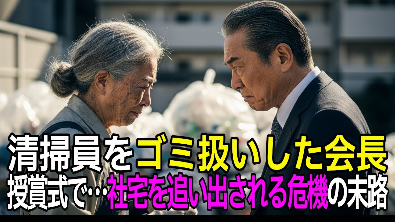 【スカッとする話】清掃員を「ゴミ扱い」する自治会長。功労賞の授賞式で「自宅退去命令」を突きつけた結果… 会場凍りつく自業自得の末路