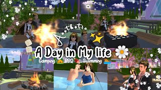 A Day in My life ✨🥀 camping 🏕️,BBQ🍖 : Sakura School Simulator
