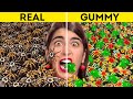 GUMMY VS REAL FOOD || Color Challenge! Best Food Life Hacks Ever! Mukbang by 123 Go! GENIUS