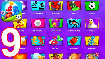 Stickman Party - Gameplay Walkthrough Part 9 - Random Funny MiniGames, 1 2 3 4 Plyer Free New Update