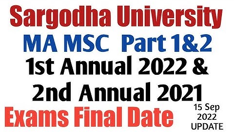 MA MSc Part 1 & 2 Annual Exams 2022 & 2nd Annual 2021 Date Sheet Sargodha University Official Update