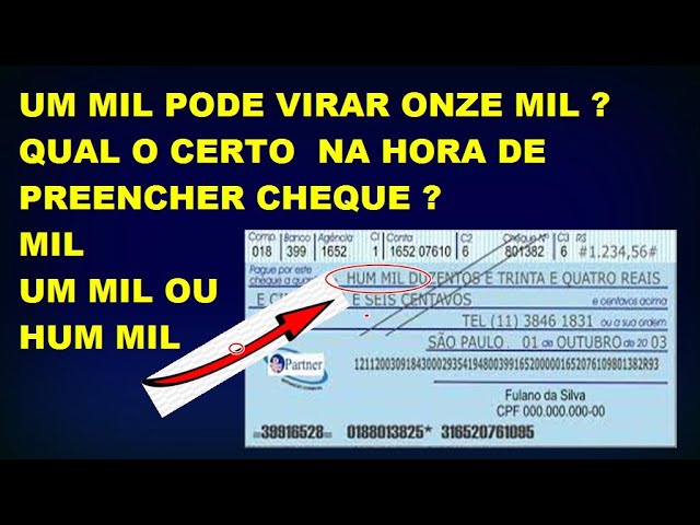 Qual o certo na hora de preencher o cheque ? Mil Reais , Hum Mil ou Um Mil  