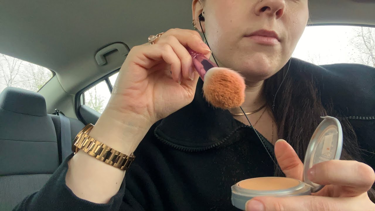 ASMR Rainy Day Makeup (brushing, rummaging, real rain sounds)