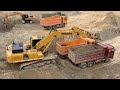 Cool Action..!! Excavator Komatsu Mix Sany Digging Dirt In Deep Movingly To Truck Shacman