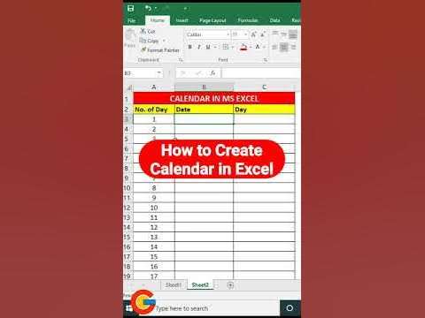 How to Make Calendar in Excel | MS Excel Tutorial | #shorts - YouTube
