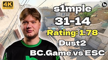 s1mple (31-14) Rating 1.78 BC.Game vs ESC (Dust2) | ESL CL S50 EU Cup 2