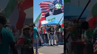 Protestors gather outside Los Angeles Stadium as Iran face New Zealand in the 2026 World Cup