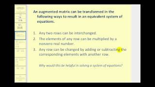 Introduction to Augmented Matrices