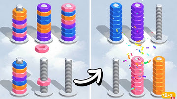 Nuts & Bolts, Color Screw Sort - Gameplay Part 4 Levels 50-57 (Android, iOS)