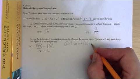 Rates of Change and Tangent Lines
