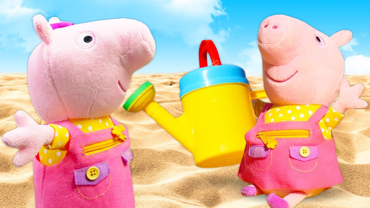 Peppa Pig toys at the sandbox Peppa Pig toy videos YouTube