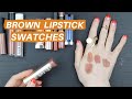 SWATCHING ALL OF MY BROWN LIPSTICKS | Hannah Louise Poston | MY BEAUTY BUDGET