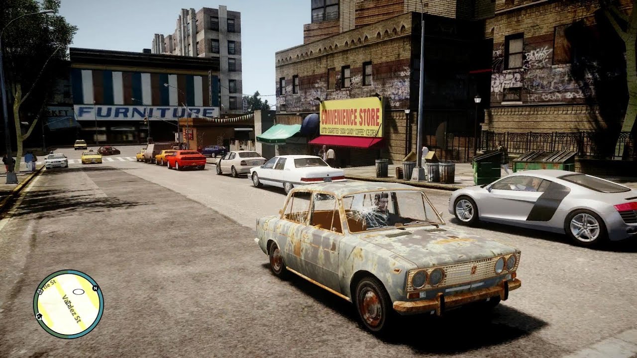 GTA IV / 3840x2160 / На работе / ВАЗ 2103 / HD Car Pack 2012 / Max Graphics Settings