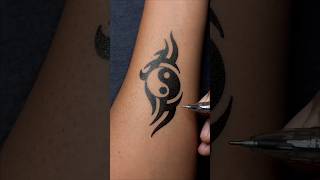 How to Draw a Tribal Yin Yang ☯️ Pen Tattoo 🖊️…….. #Shorts #TattooArt #GelPenArt #YinYangTattoo