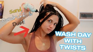 Wash Day with My Senegalese Twists | NO FRIZZ! | Sand, Dandruff, and Paint Dust lol...