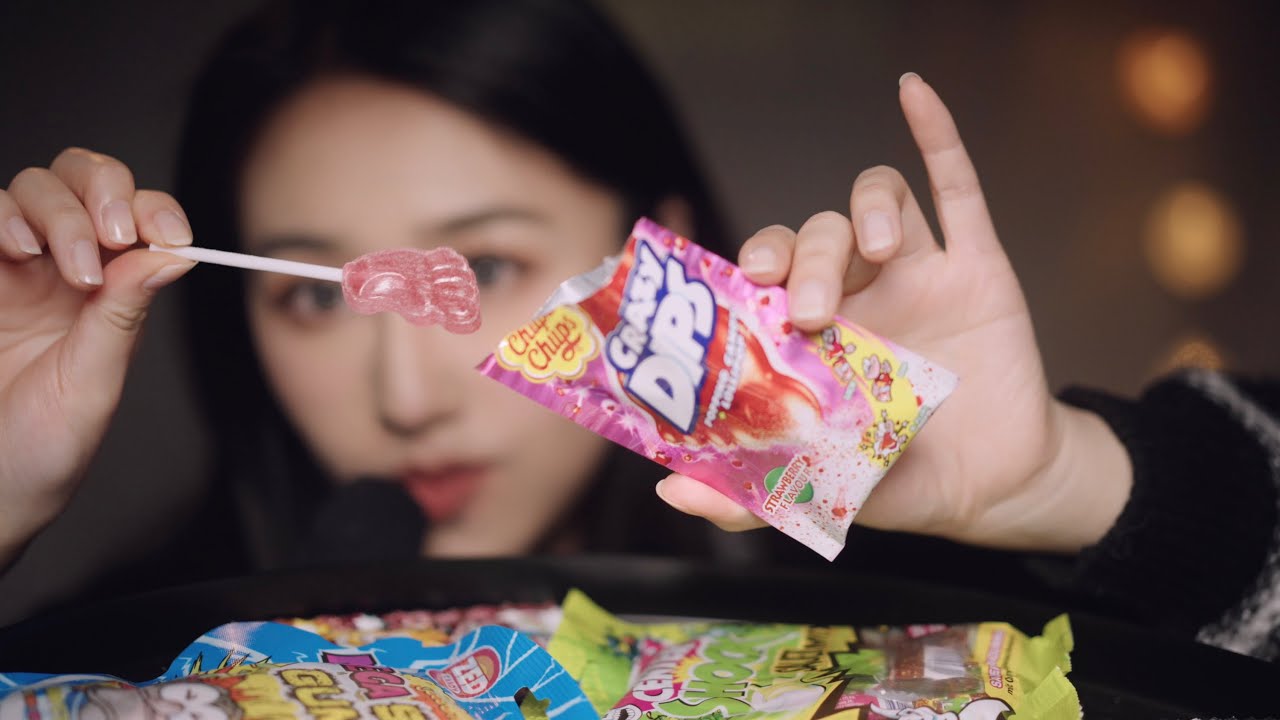 中文ASMR 双声道食音🍭爆炸跳跳糖和酸性糖果～🤤令人惊喜的声音！