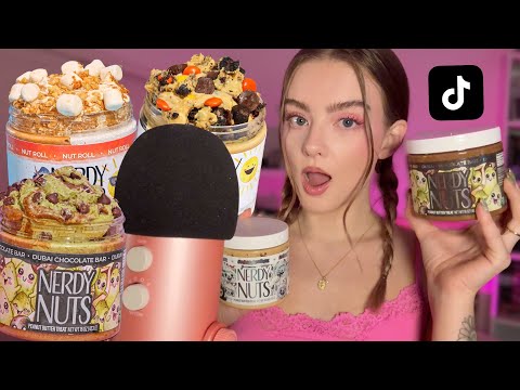 ASMR trying viral GOURMET PEANUT BUTTER 🥜🍫 crunchy sticky mouth sounds