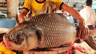 Amazing Giant Katla Fish Cutting By Expert Fish Cutter | Fish Cutting Skills Bangladesh
