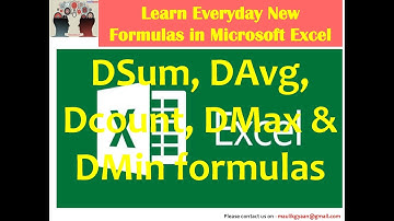 Learn Basic Formulas in Excel Dsum, Dcount, Dmin, Dmax, Daverage formulas फ़ार्मुलों में मूल सूत्र