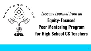 Lessons Learned from an Equity-Focused Peer Mentoring Program for High School CS Teachers [SIGCSE23] Profile