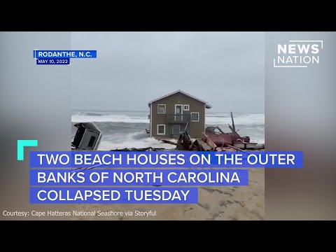 Houses collapse into