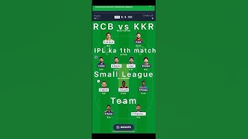 RCB vs KKR IPL ka 1rd match Dream11 prediction #shorts