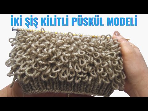 AÇILMA SÖKÜLME YOK! İki Şişle Düz Örgü Üzerine Kilitli Püskül (Kürk) Örgü Modeli / Knitting Pattern