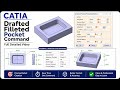 CATIA V5 Drafted Filleted Pocket Tutorial in Hindi | Complete Explanation for Beginners