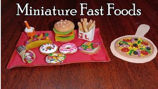 How to make Miniature fast foods#DIY Miniature Junk foods#Pizza#Donuts#FrenchFries#Tacos#Burger#Roll