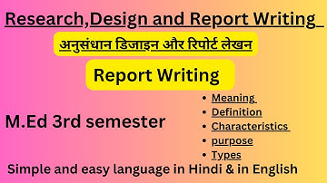 Research Report Writing|| Research Design, Statistical Analysis and Report Writing || M.ED. 3rd sem.