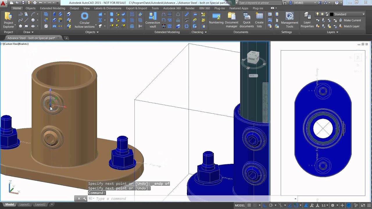 Advance Steel - Inserting a Bolt Between a Special Part and a Beam - YouTube