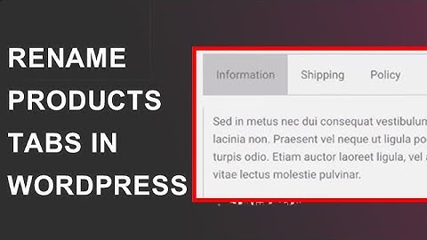 How to rename Tabs On Product Page | Woocommerce