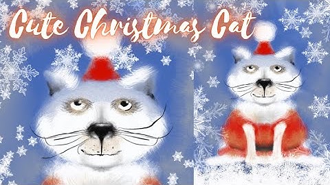 Paint & Draw a Cute Christmas Cat in Procreate🎄🐱Tutorial