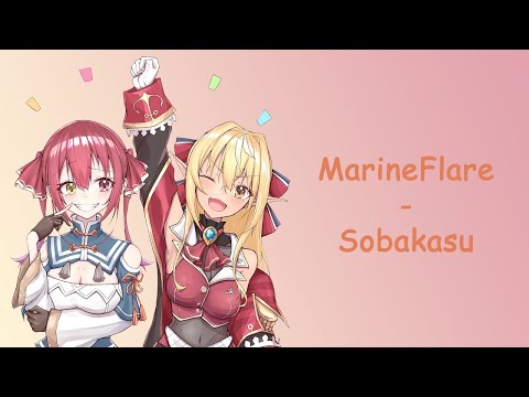 【Hololive】Houshou Marine & Shiranui Flare - Sobakasu/Freckles (cover) (English Sub/Romaji Lyrics)
