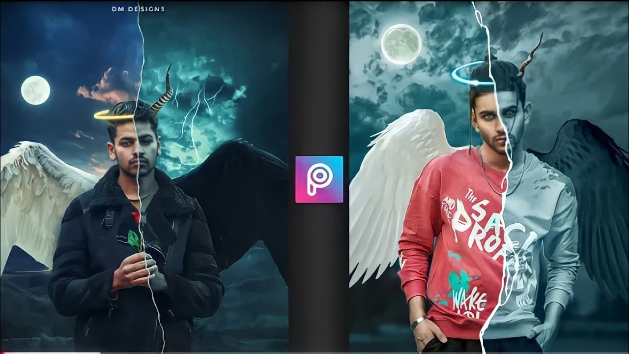 Angels edit. Angel devil edit. angel vs devil. king edit photo.
