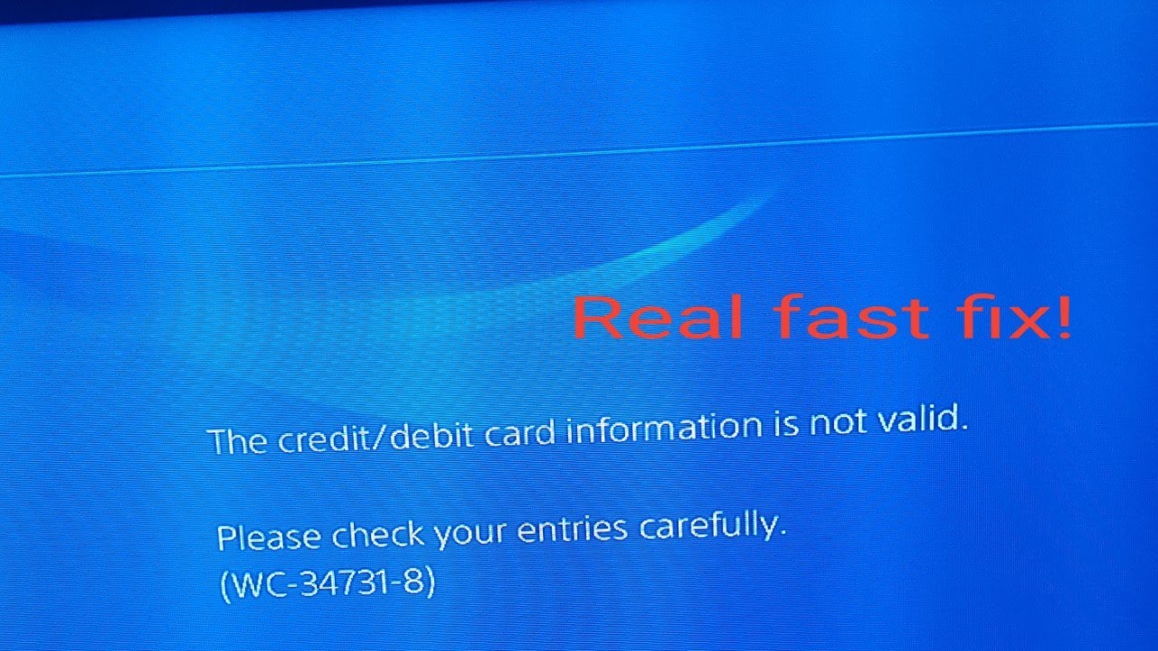 psn credit bankcard error problem