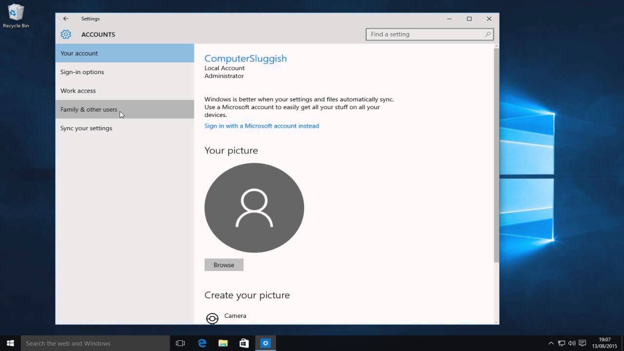 how to change account name on microsoft windows 10