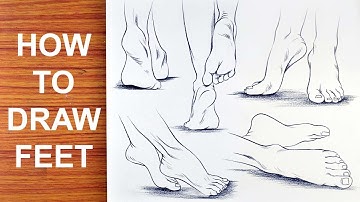 HOW TO DRAW SIMPLE FEET FROM ANY ANGLE - STEP BY STEP | Feet Drawing Tutorial