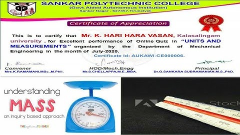 National Level E-Quiz on "Units and Measurement"