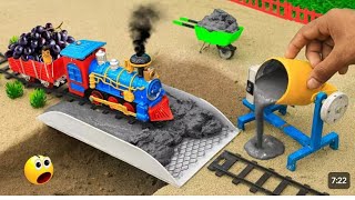 diy tractor making mini Concrete bridge | how the train runs | mini tractor , train |  @sanocreator