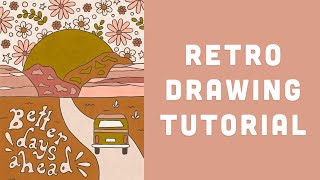 how to draw a retro summer art print!