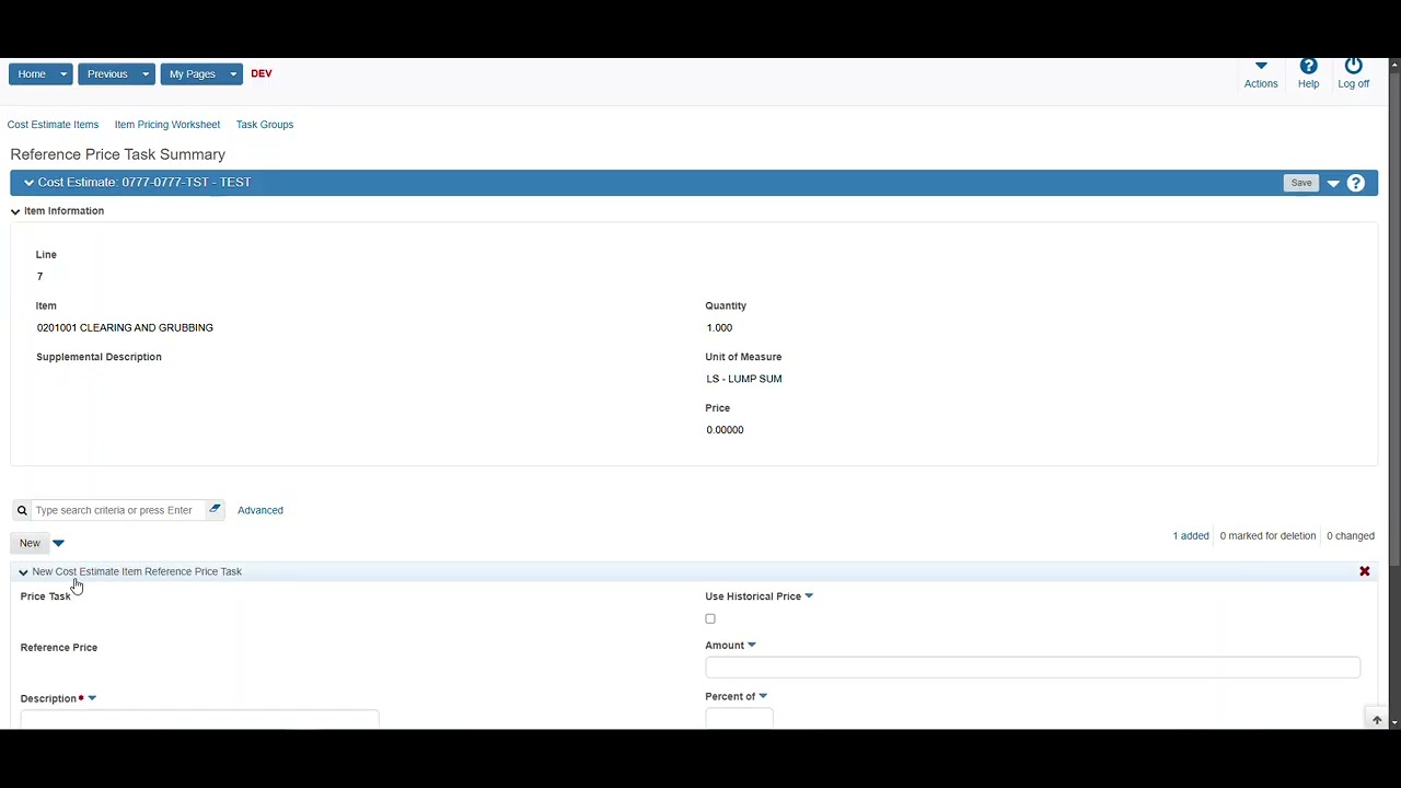 CTDOT Direct AWP Entry Add Cost Estimate Common Lump Sum Items Training Video