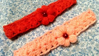 Crochet se banayein woolen flower hairband for baby/one color woolen hairband