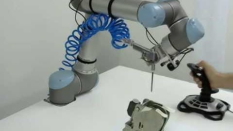 universal robots zacobria blasting robot teach by joystick video 2