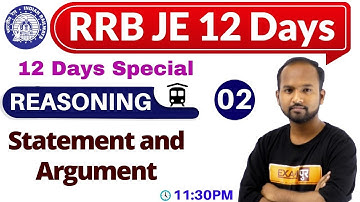 Class 02|| #RRB JE 12 Days || REASONING || by Pulkit Sir || Statement and Argument