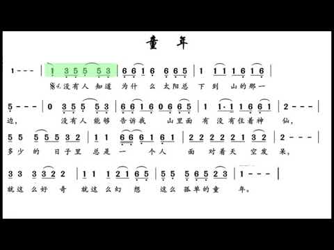 童年 降B调伴奏 (加小节指示，供参考）- instrumental in B flat with measure marks