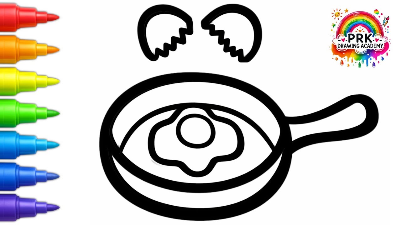 Fried Egg Drawing 🍳Coloring for Kids 🥚How To Draw Egg For Toddlers | Easy Tutorial