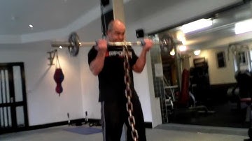 Barbell Curl with Chains and Fat Gripz
