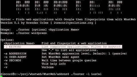 Scanning for web applications with the Hunter addon for WhatWeb [ Demo ]