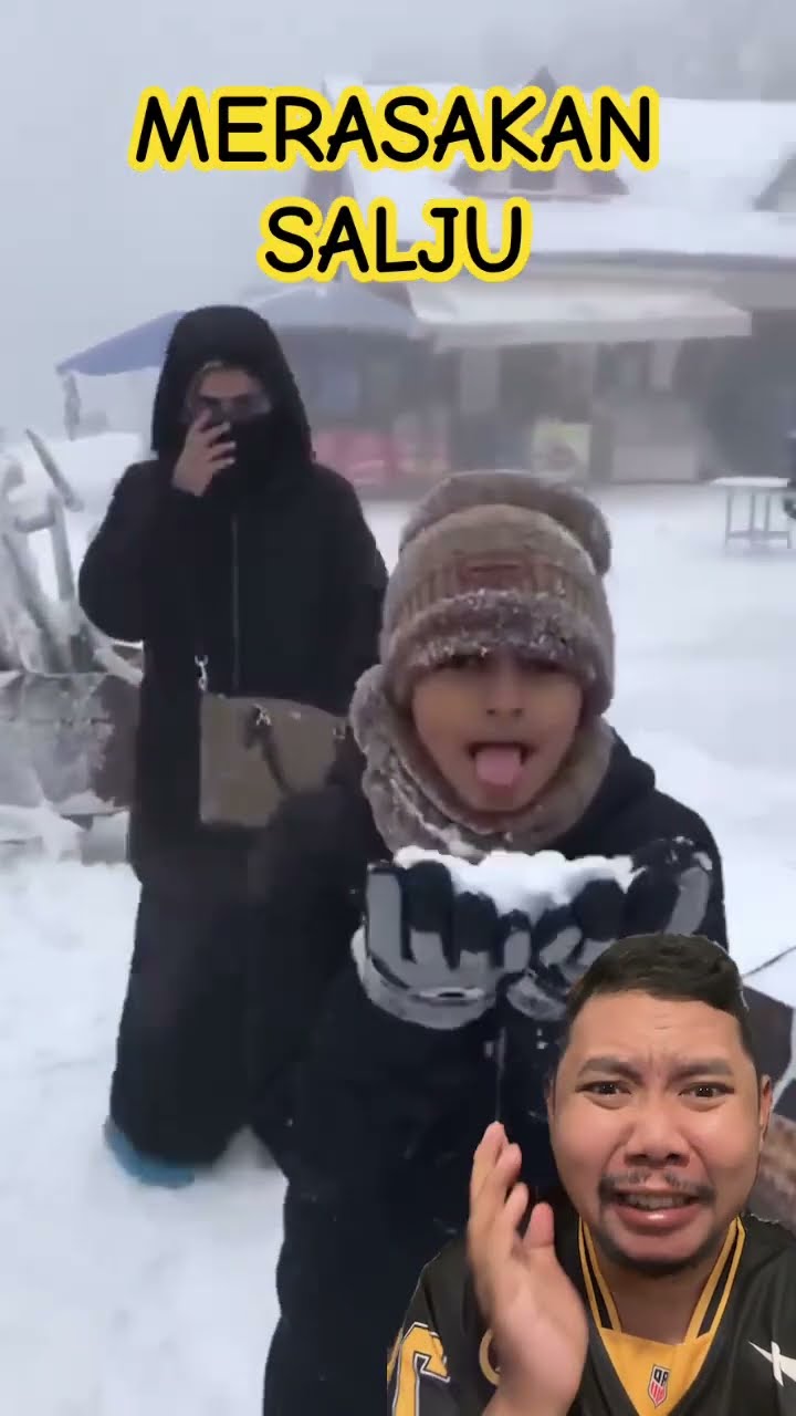 MENCOBA MENCICIPI SALJU!!!?? #snow #salju #snowfall #mainsalju #christmas #winter #funny